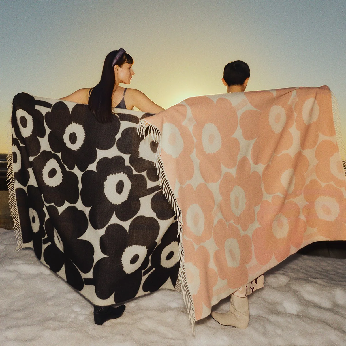 Marimekko Unikko Light Pink / Cream Throw Blanket - Image 4
