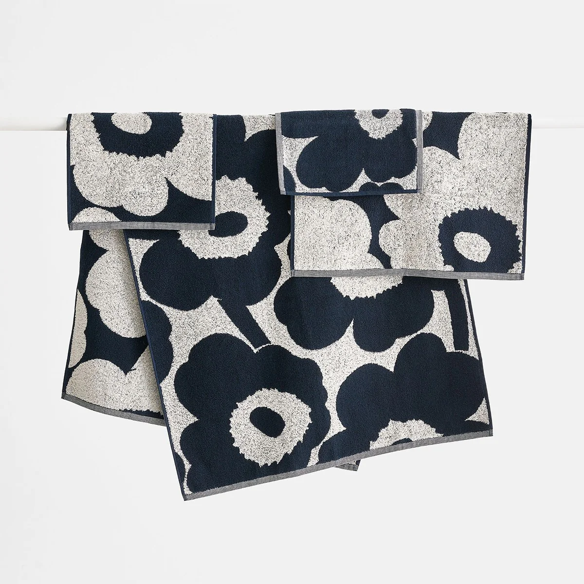 Marimekko Unikko Ivory / Navy Washcloth - Image 2