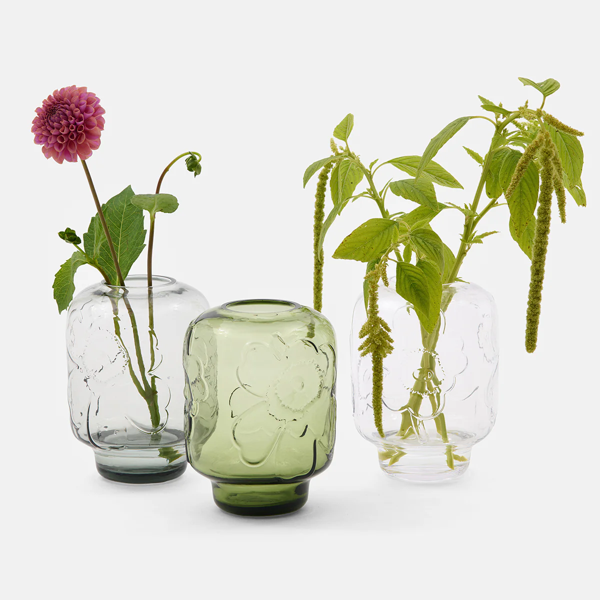 Marimekko Unikko Olive Green Glass Vase - Image 3