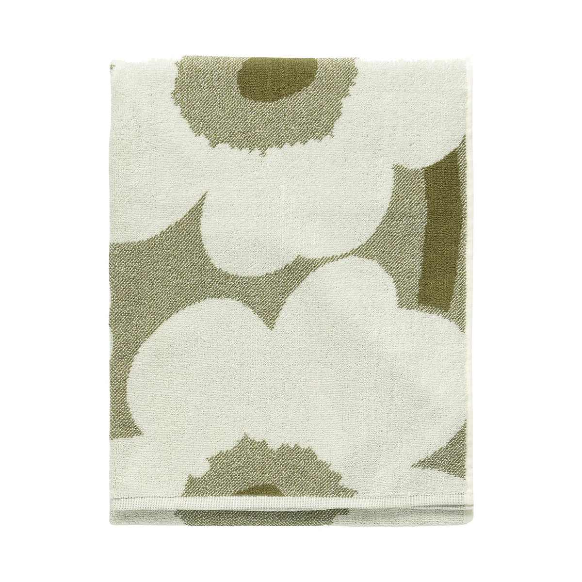 Marimekko Unikko Olive Green / Cream Bath Towel - Image 4