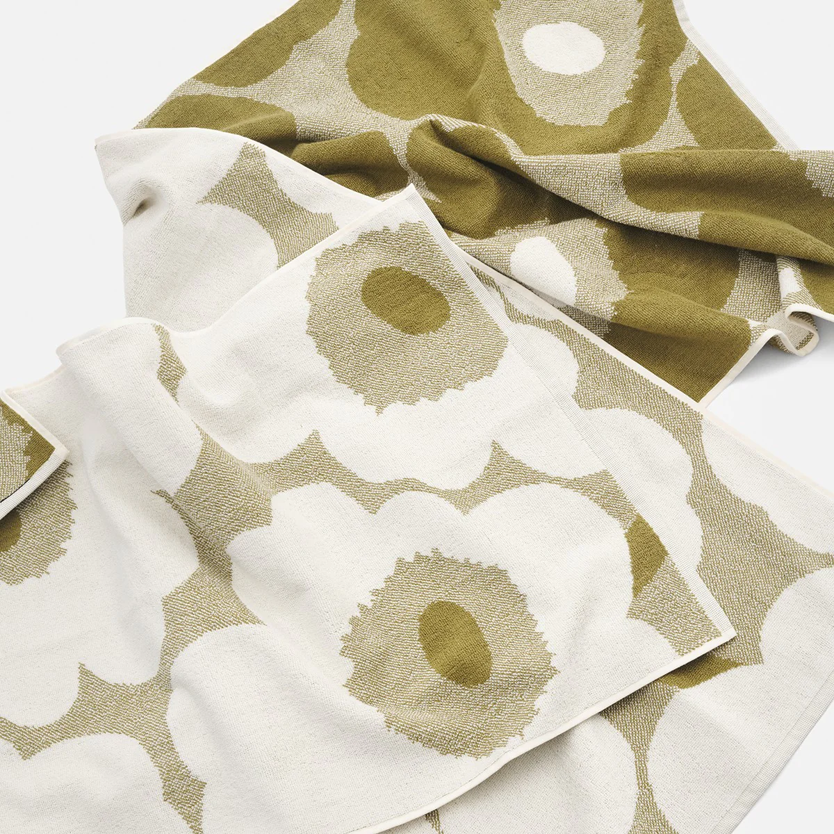 Marimekko Unikko Olive Green / Cream Hand Towel - Image 3