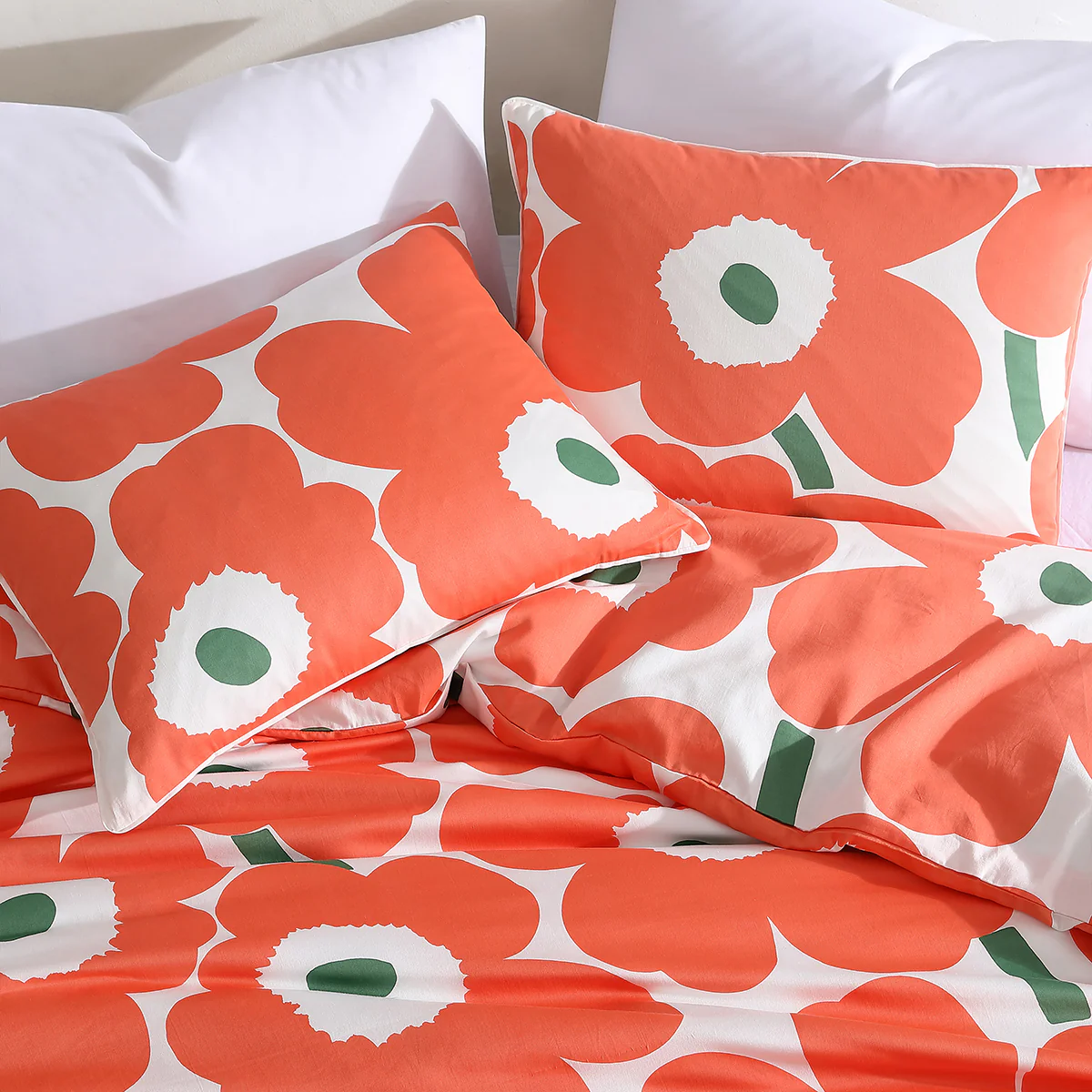 Marimekko Unikko Orange / Green Duvet Set - King - Image 4