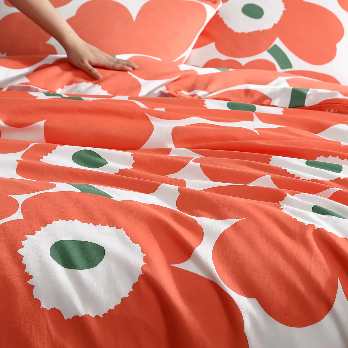 Marimekko Unikko Orange / Green Duvet Set - King - Image 6