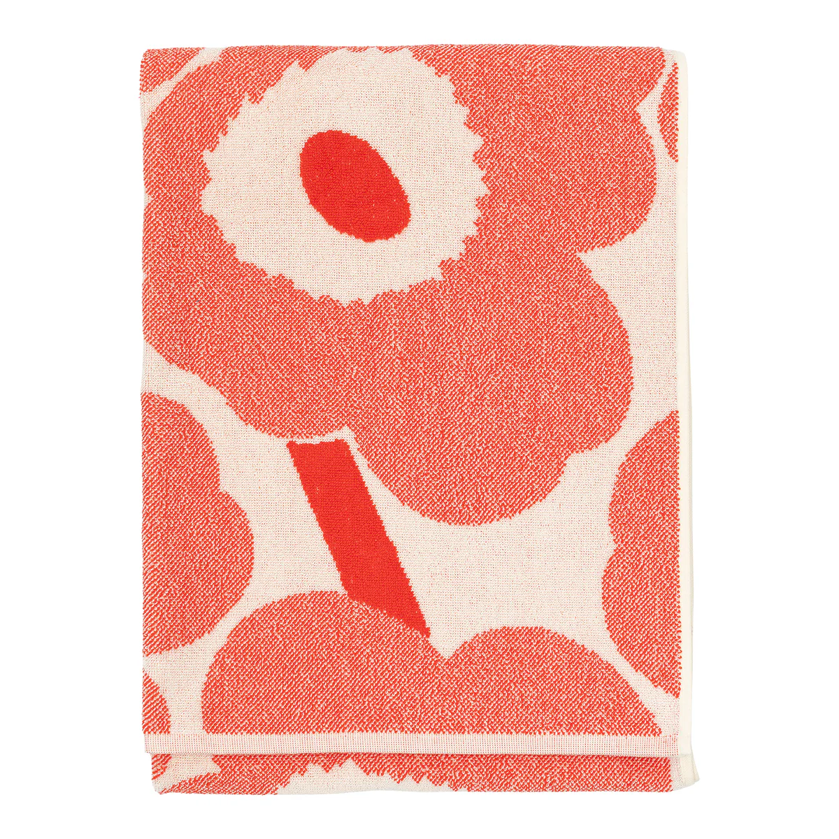 Marimekko Unikko Orange-Red / Off White Bath Towel - Image 3