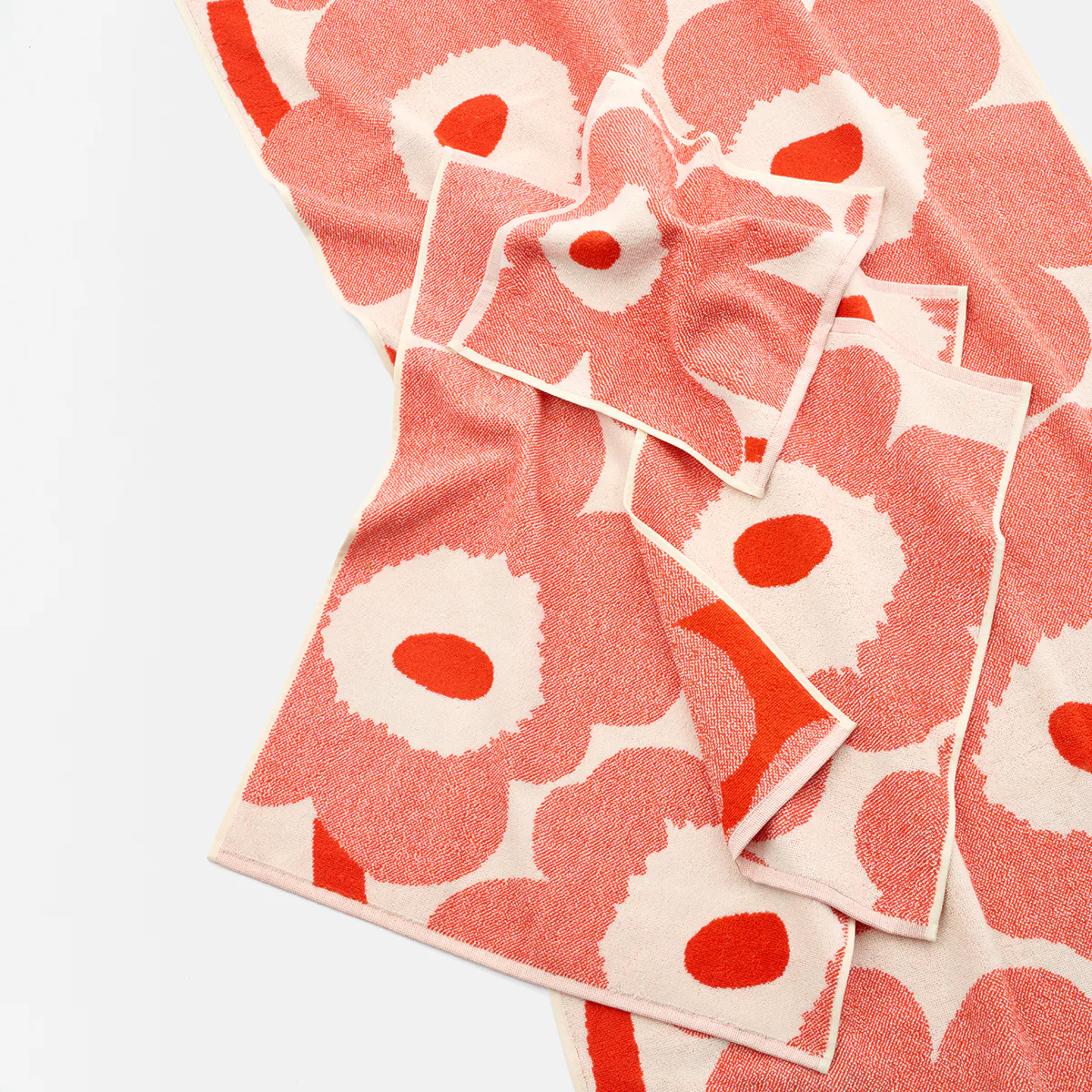 Marimekko Unikko Orange-Red / Off White Bath Towel - Image 2