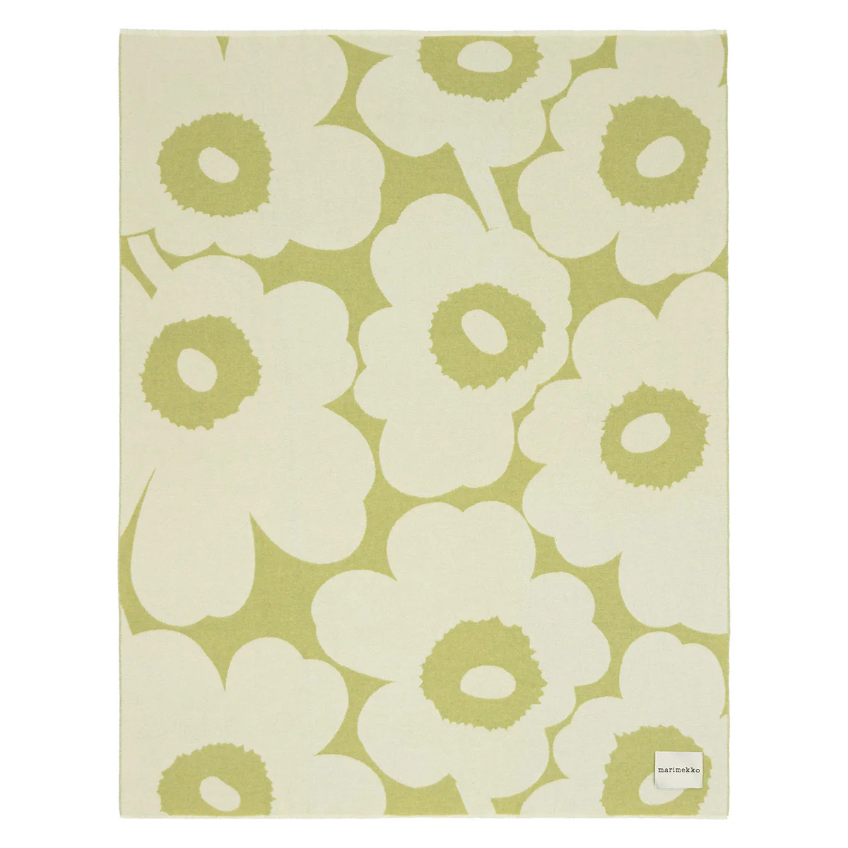 Marimekko Unikko Off White / Pear Green Throw Blanket - Image 2