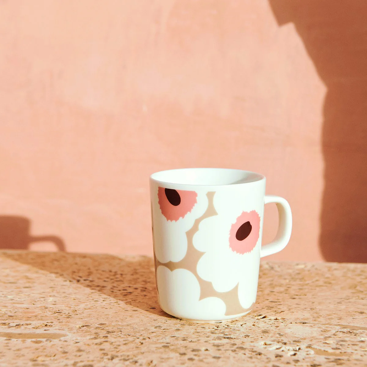 Marimekko Unikko Pink / Brown / Tan Mug - Image 2