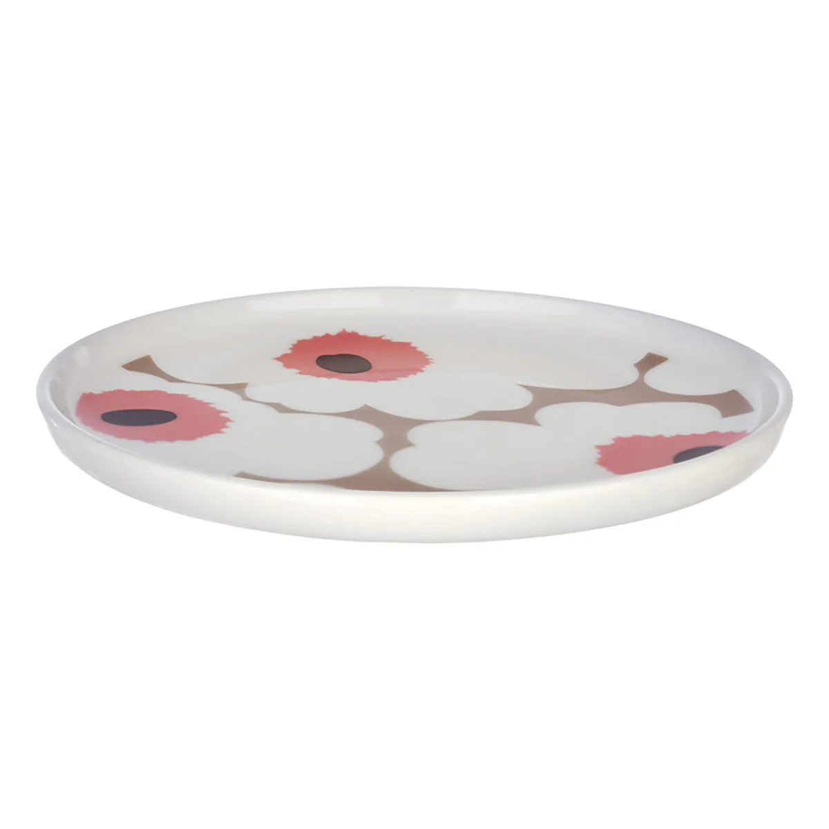 Marimekko Unikko Pink / Brown / Tan Small Snack Plate - Image 2