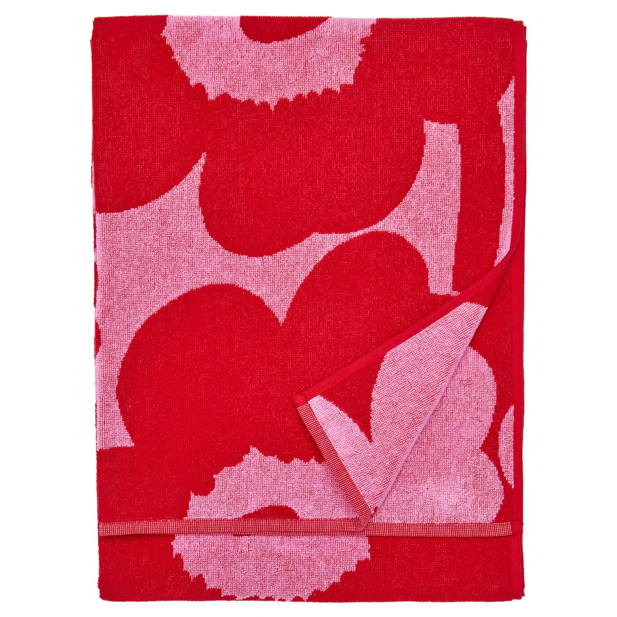 Marimekko Unikko Pink / Red Bath Towel - Image 4