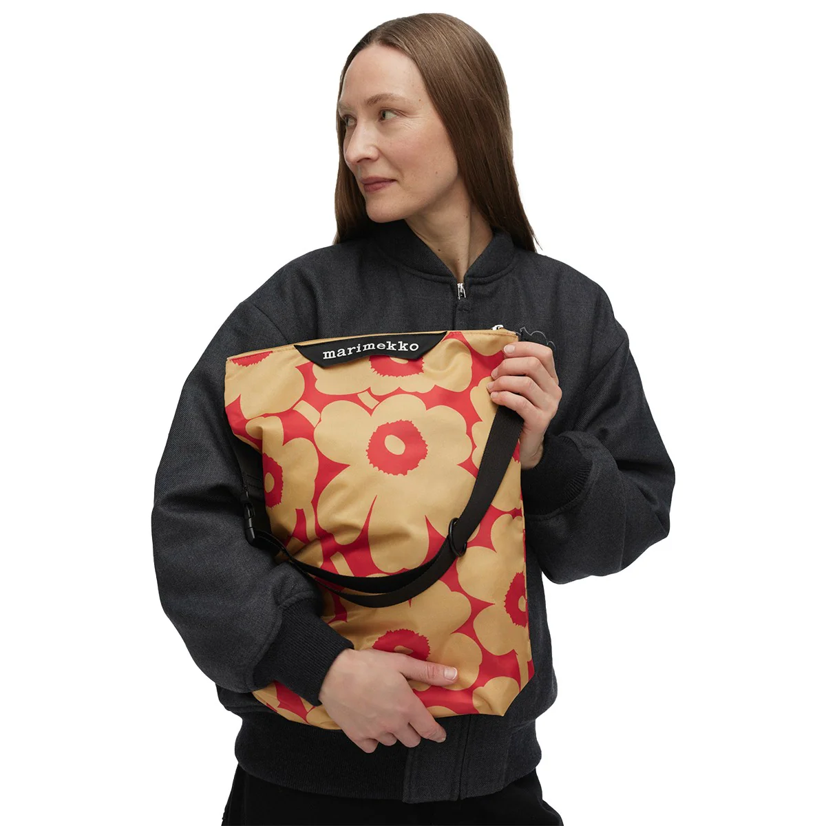 Marimekko Unikko Red / Light Brown Medium Neat Crossbody Shoulder Bag - Image 2