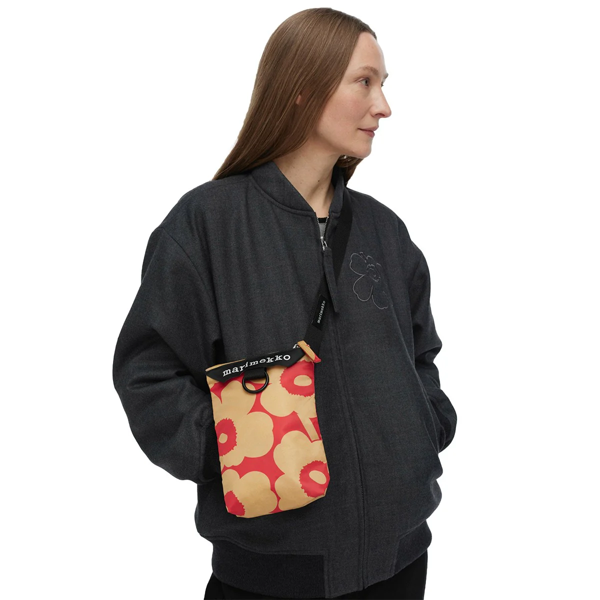 Marimekko Unikko Red / Light Brown Neat Phone Pocket Bag - Image 2