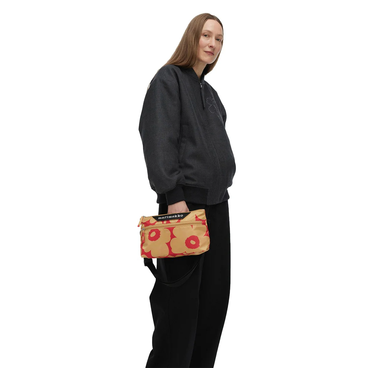 Marimekko Unikko Red / Light Brown Small Neat Crossbody Shoulder Bag - Image 2