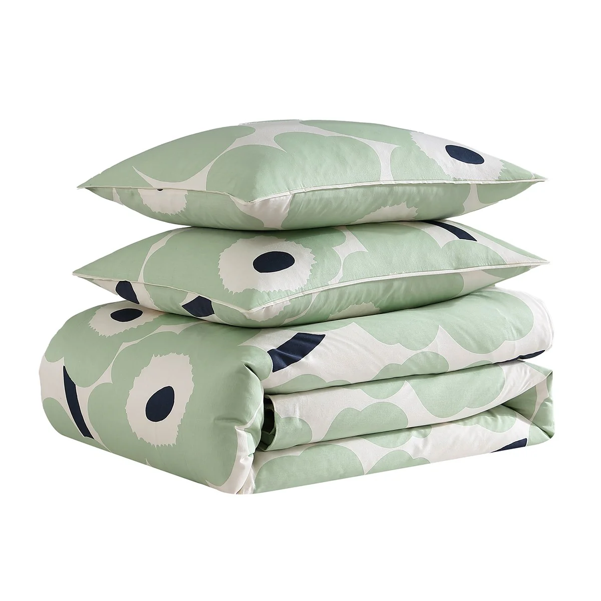 Marimekko Unikko Sage / Off White / Dark Blue Full / Queen Duvet Cover Set - Image 5