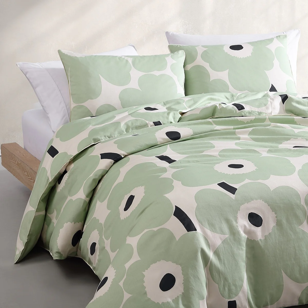 Marimekko Unikko Sage / Off White / Dark Blue King Duvet Cover Set - Image 2