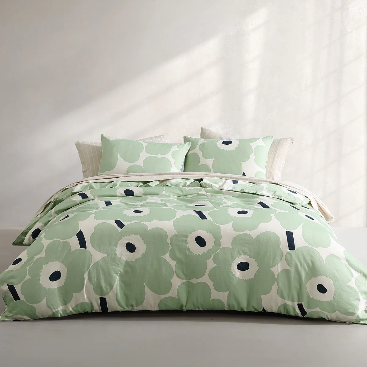 Marimekko Unikko Sage / Off White / Dark Blue King Duvet Cover Set - Image 3