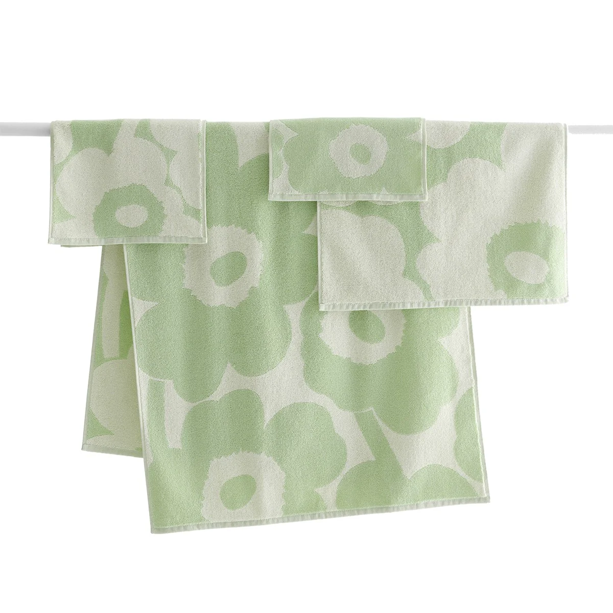 Marimekko Unikko Sage Green / Off White Guest Towel - Image 4
