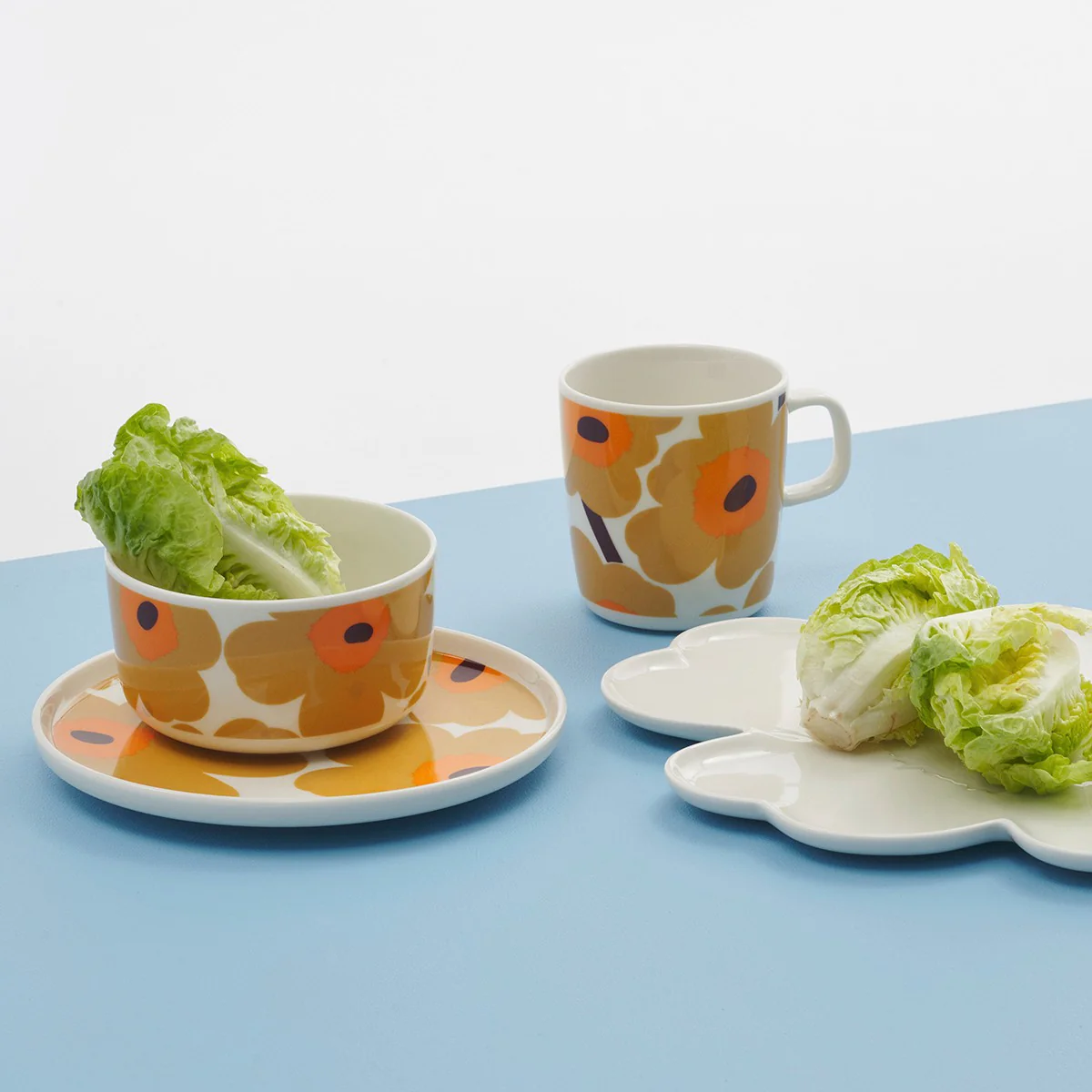 Marimekko Unikko White / Caramel / Orange Salad Plate - Image 2