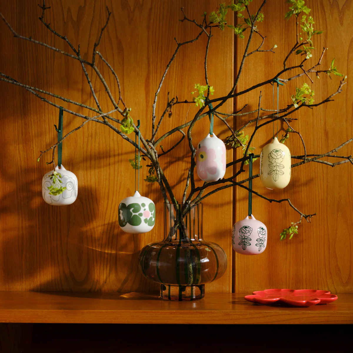 Marimekko Unikko White / Light Pink / Green Collectible Ornament - Image 2