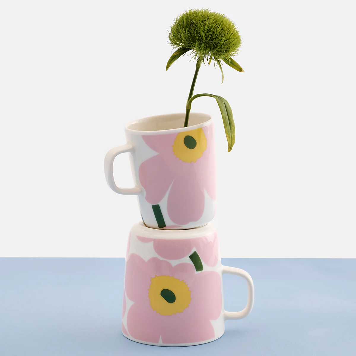 Marimekko Unikko White / Light Pink / Green Mug - Image 2