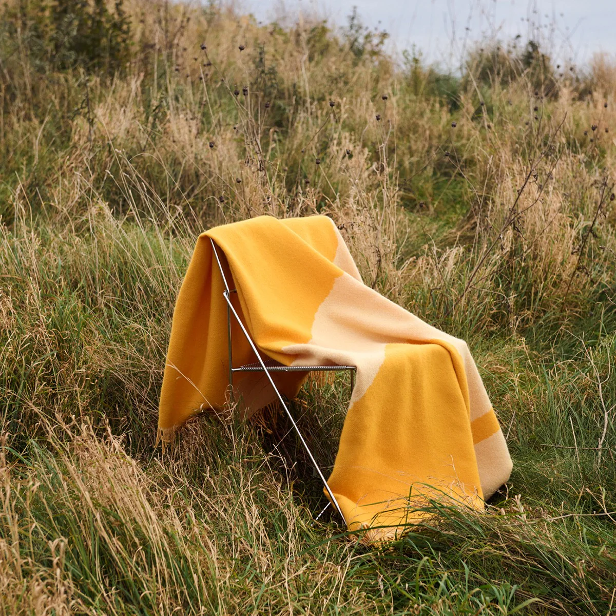 Marimekko Valkea Yo Orange Wool Throw Blanket - Image 2