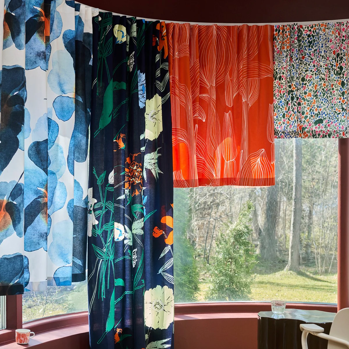 Marimekko Valssi Blue / Orange / White Medium Weight Cotton Fabric - Image 2