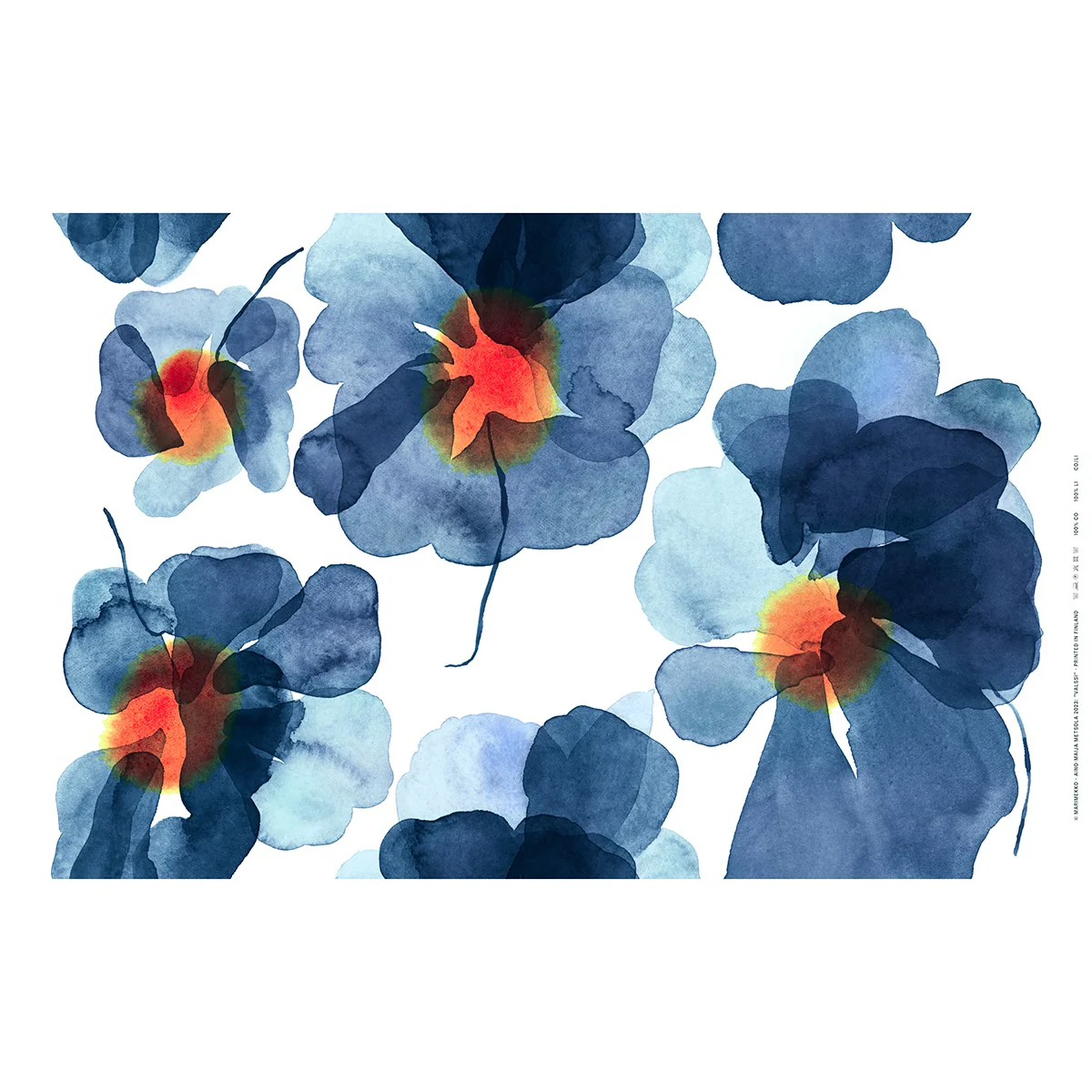 Marimekko Valssi Blue / Orange / White Medium Weight Cotton Fabric - Image 3