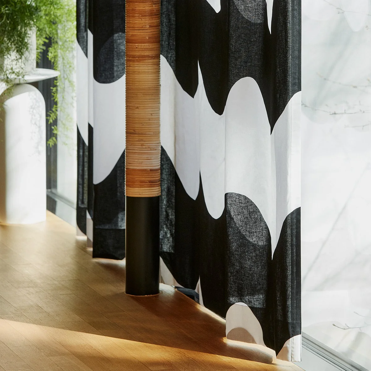 Marimekko White / Black Lokki Cotton Fabric - Image 2