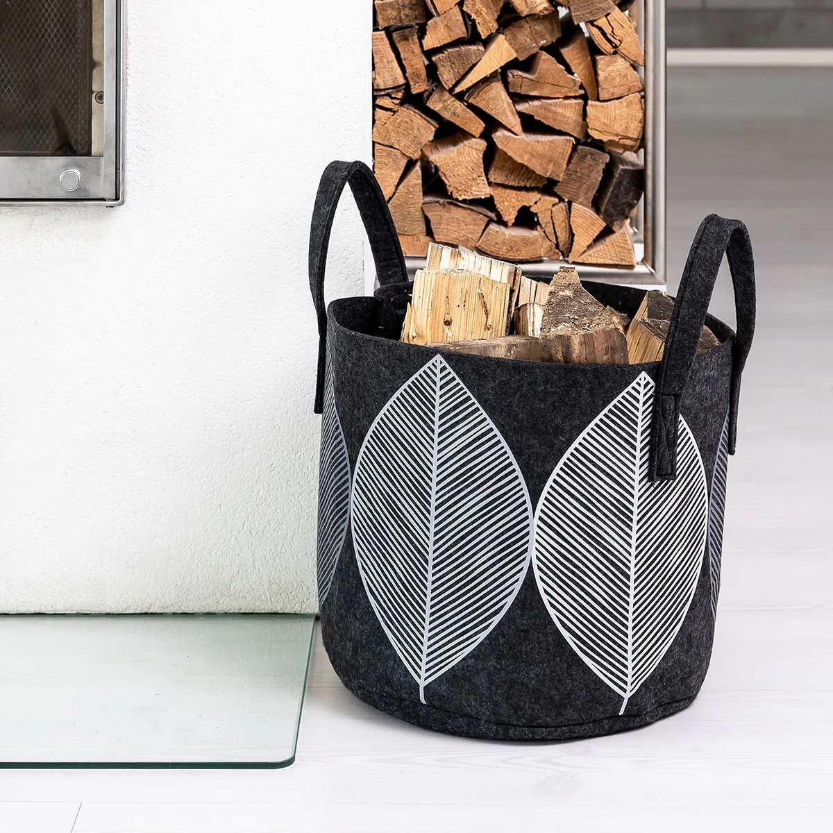 Muurla Dark Grey Leaf Storage Basket - Image 3