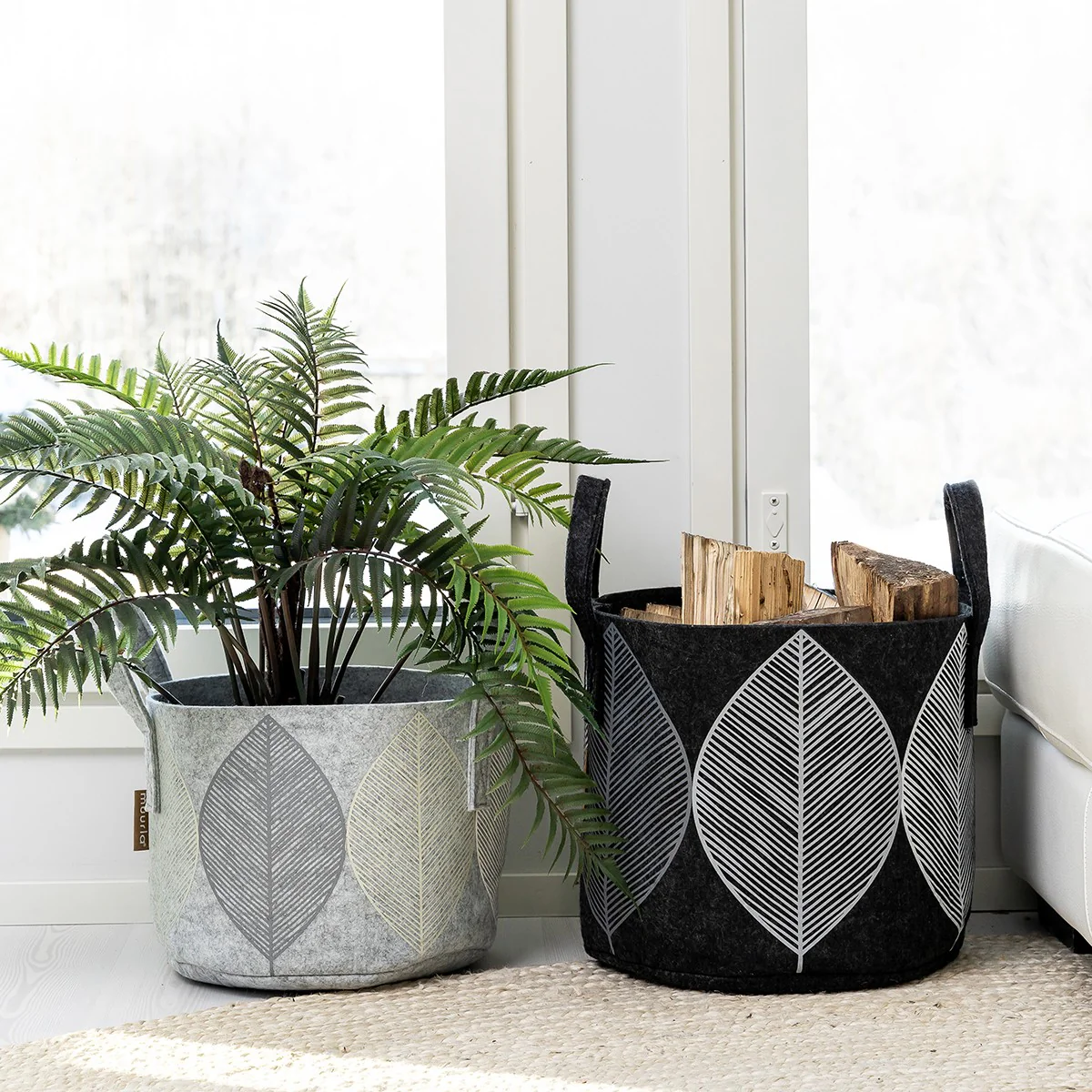 Muurla Dark Grey Leaf Storage Basket - Image 5