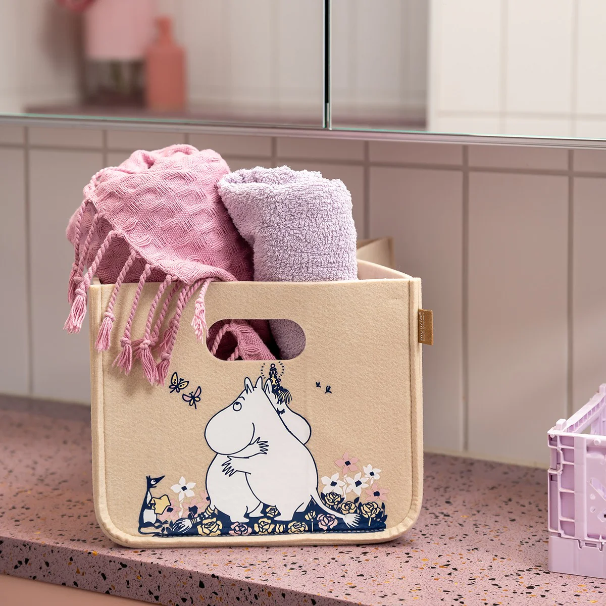 Muurla Moomin Hug Tan / Dark Blue Storage Basket - Image 2