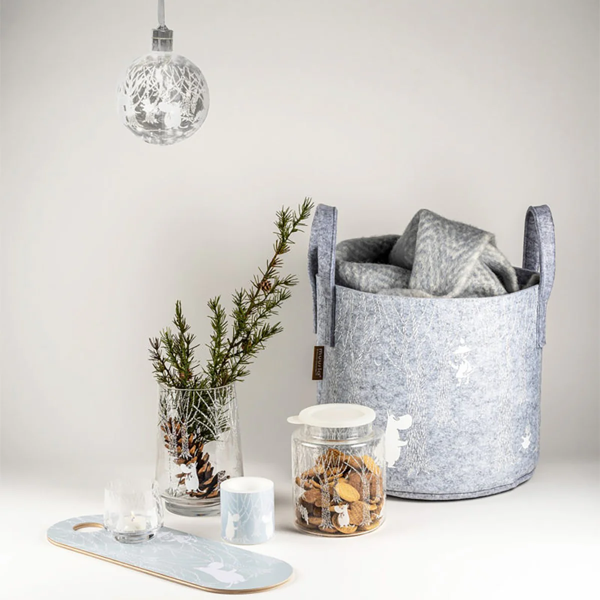 Muurla Moomin in the Woods Grey / White Storage Basket - Image 3