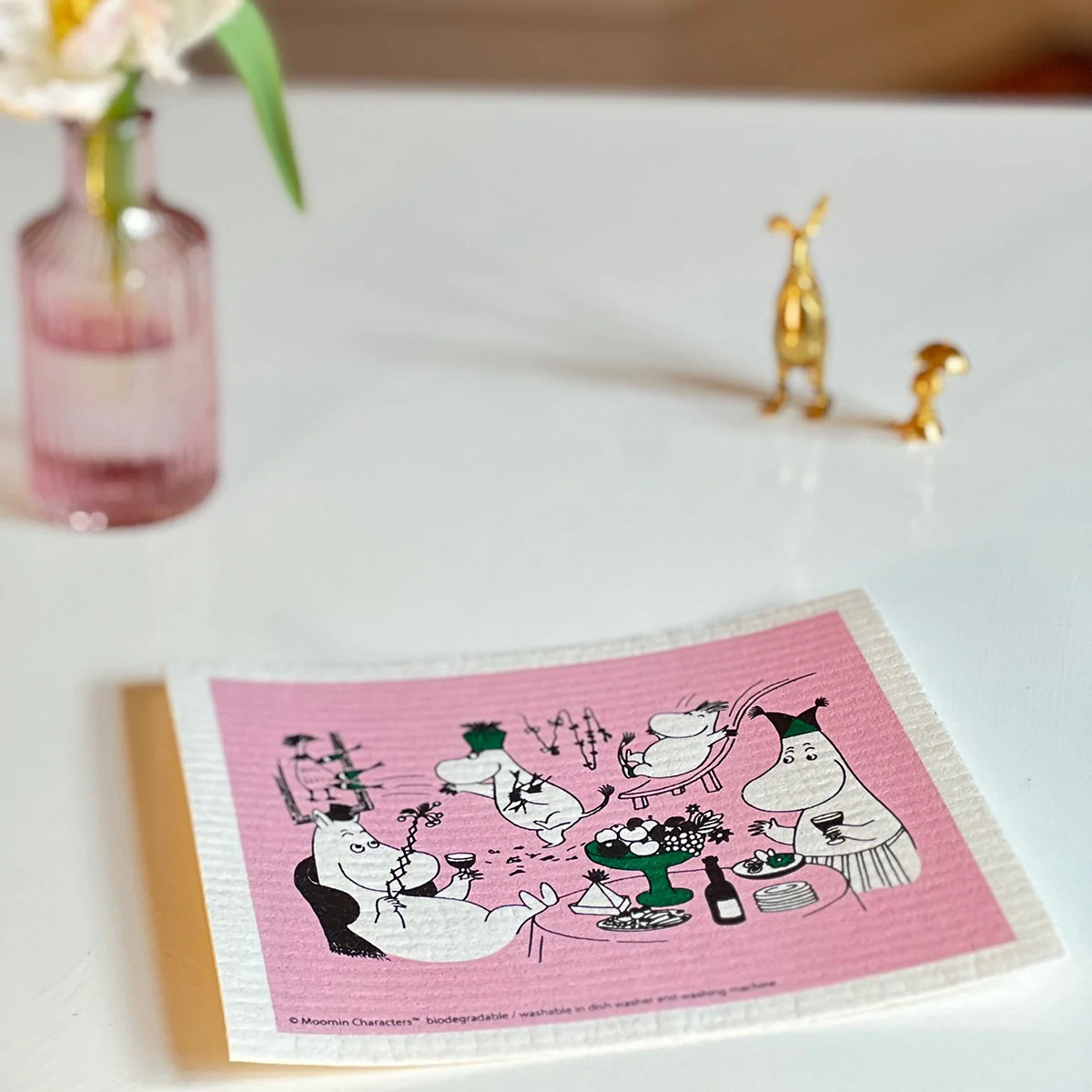 Moomin 80th Anniversary Pink Cellulose Dishcloth - Set of 2 - Image 2