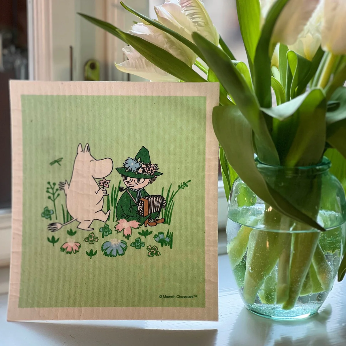 Moomintroll & Snufkin Green Cellulose Dishcloth - Set of 2 - Image 3