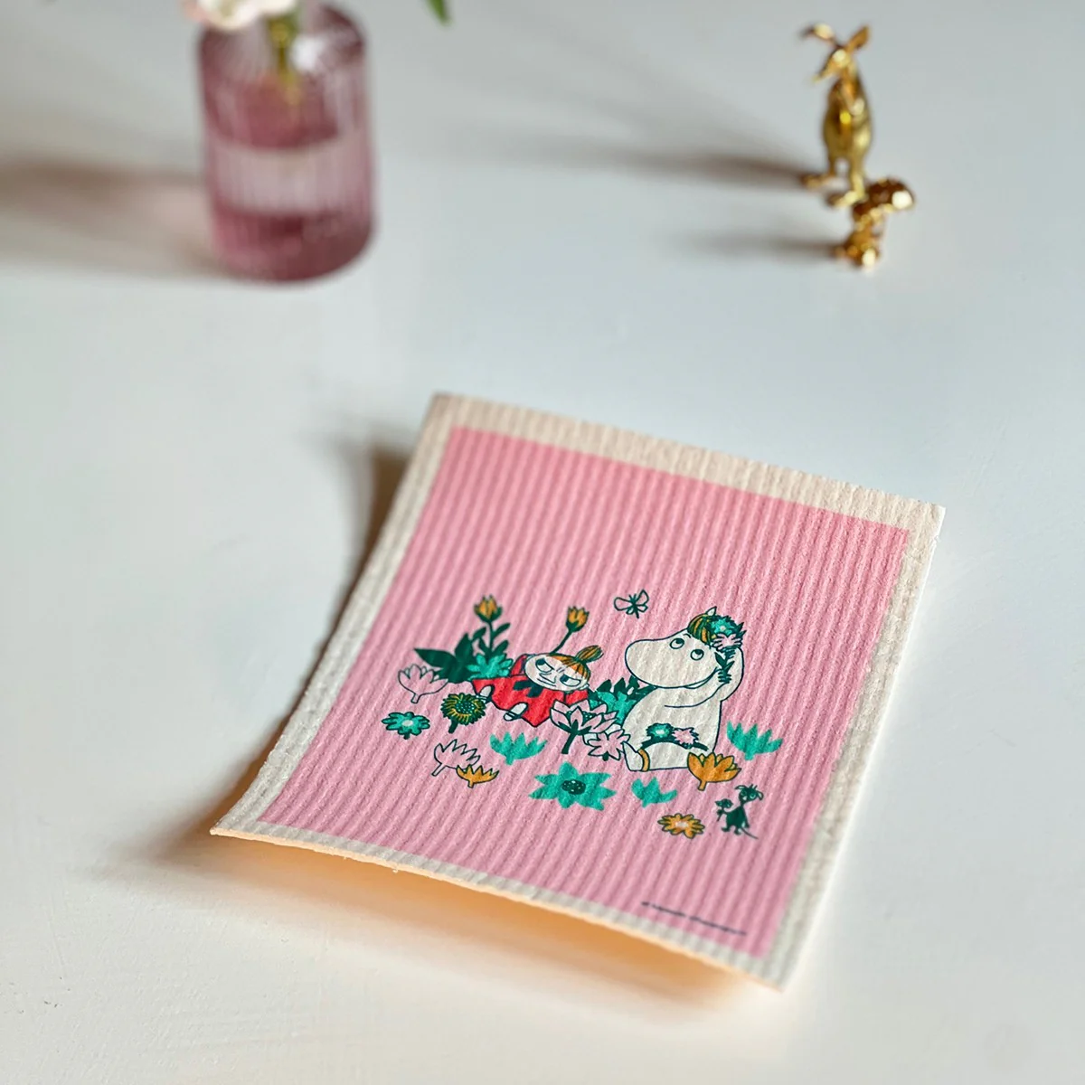Moomin Snorkmaiden & Little My Pink Cellulose Dishcloth - Set of 2 - Image 2