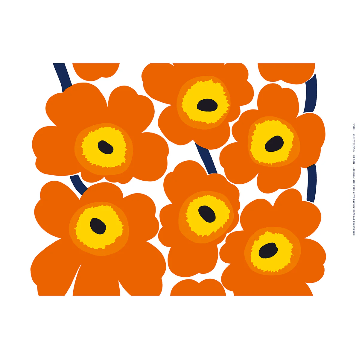 Marimekko Unikko Orange / Yellow Medium Weight Cotton Fabric - Image 2
