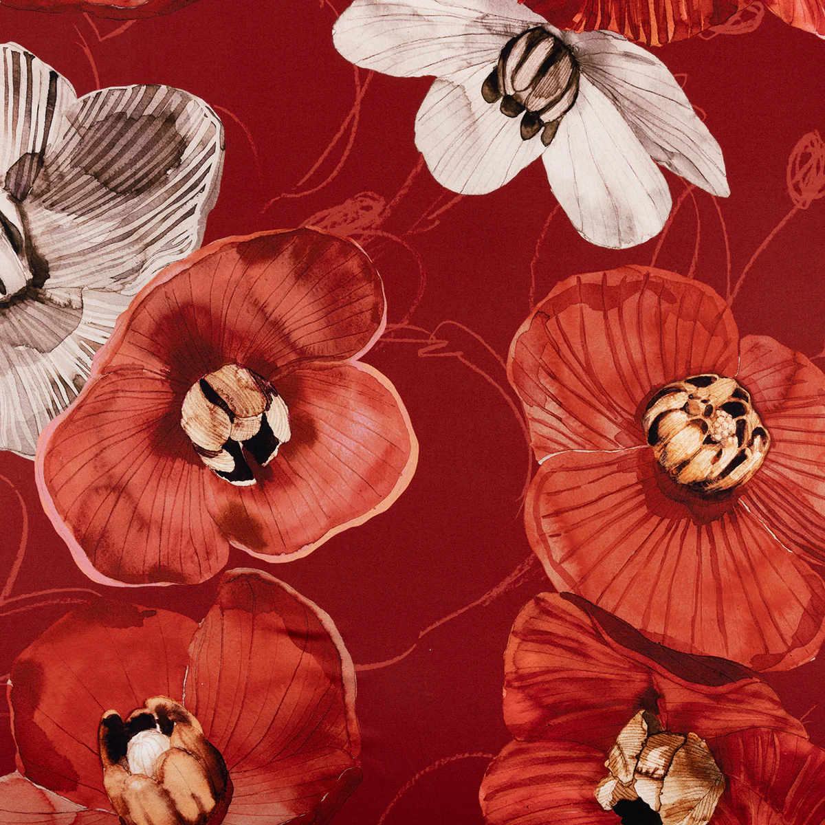Pentik Haave Red Cotton Sateen Fabric - Image 3