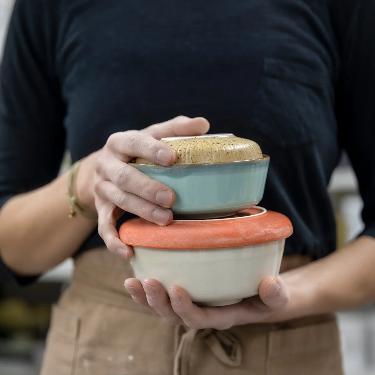 Pentik Tuntu Light Turquoise / Grey Dessert Bowl - Image 2