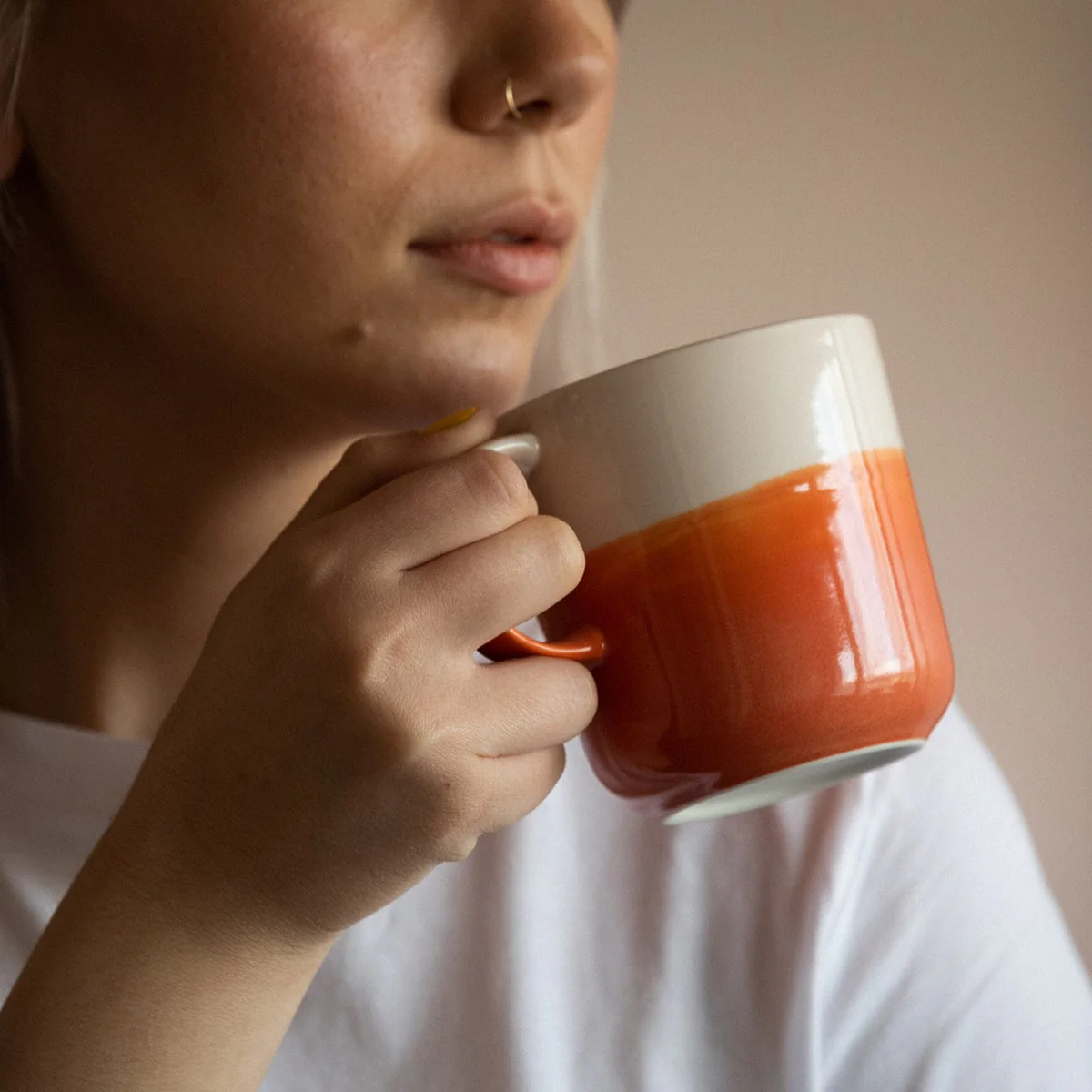 Pentik Tuntu Light Pink / Orange Large Mug - 15 oz - Image 2