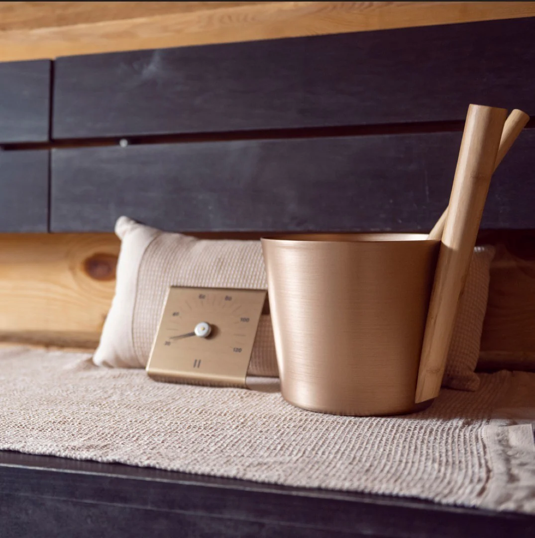 Rento Champagne Aluminum & Bamboo Sauna Bucket - Image 2