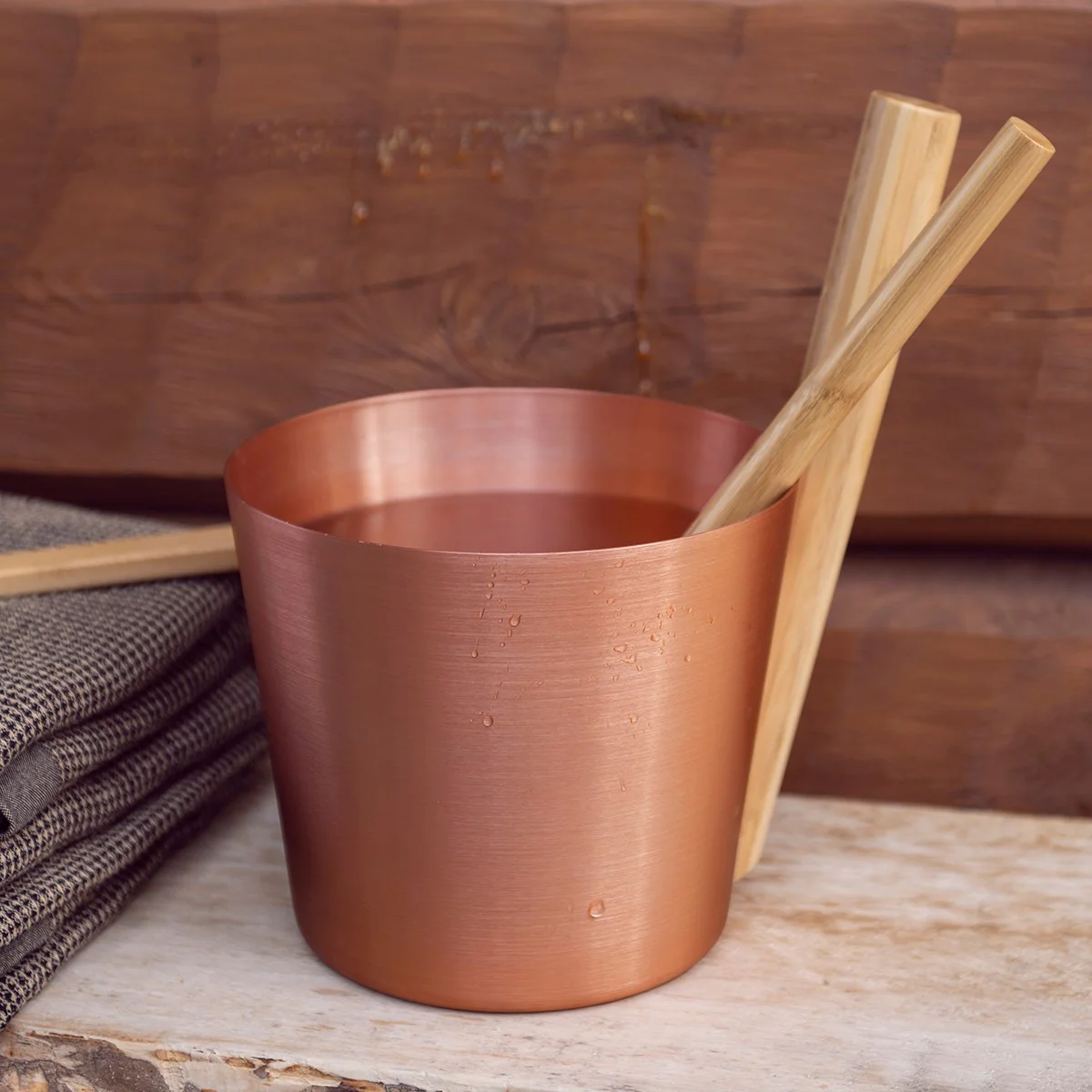 Rento Copper Aluminum & Bamboo Sauna Bucket - Image 2