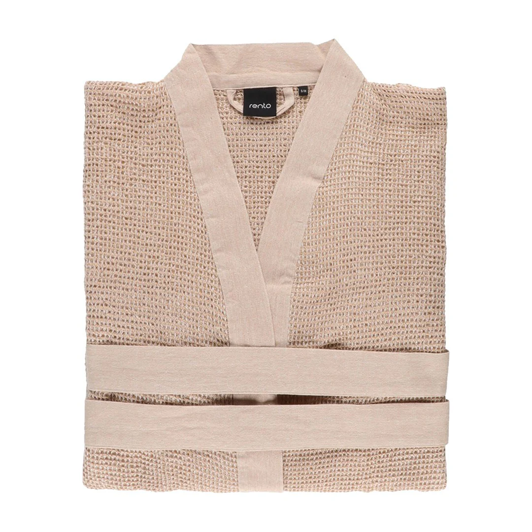 Rento Kenno Beige / White Bathrobe - Image 5