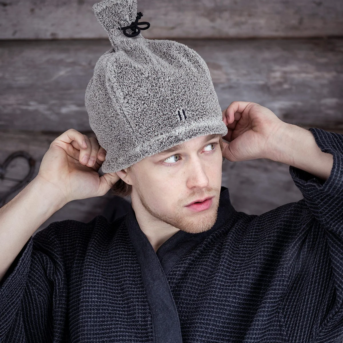Rento Terry / Linen Beige Sauna Hat - Image 5