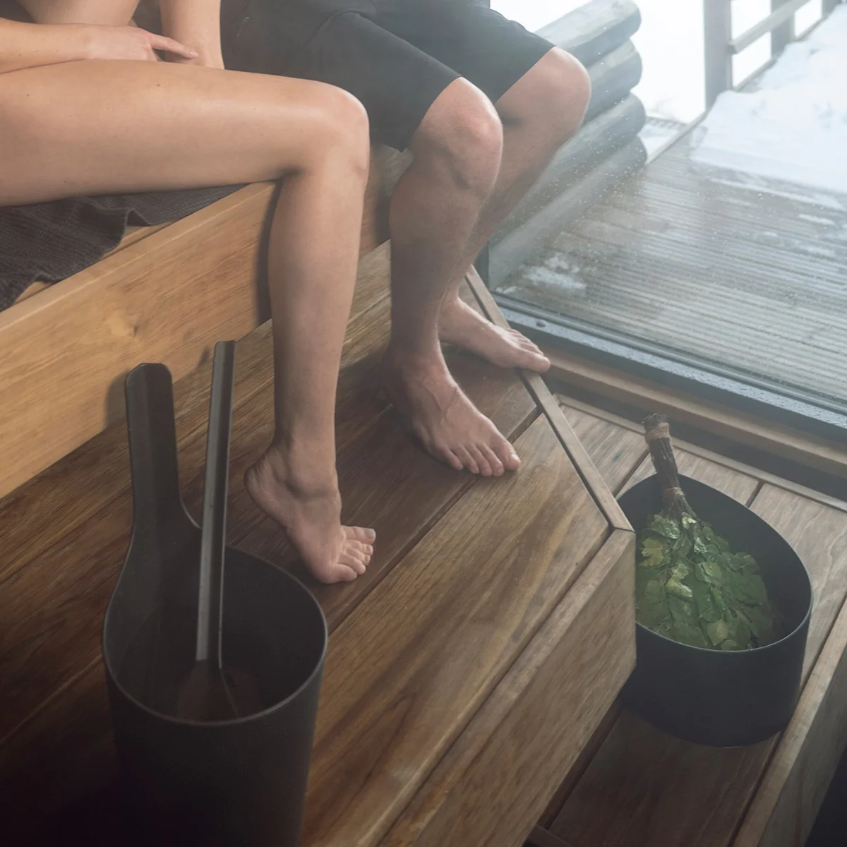 Rento Pisara Speckled Dark Grey Sauna Basin & Ladle Set - Image 4