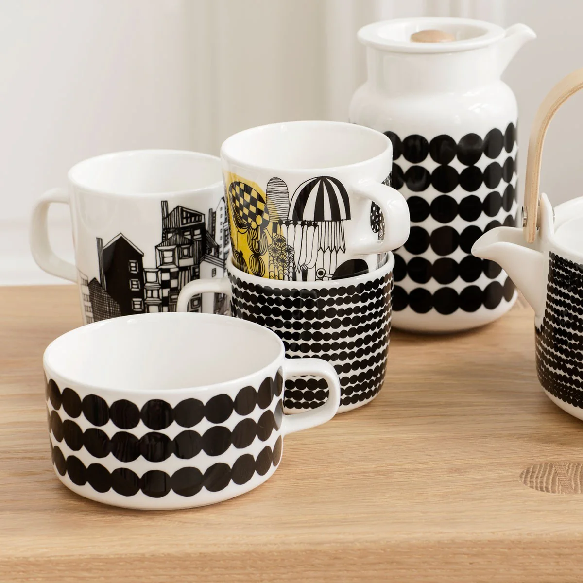 Marimekko Siirtolapuutarha White / Yellow Coffee Cup - Image 3