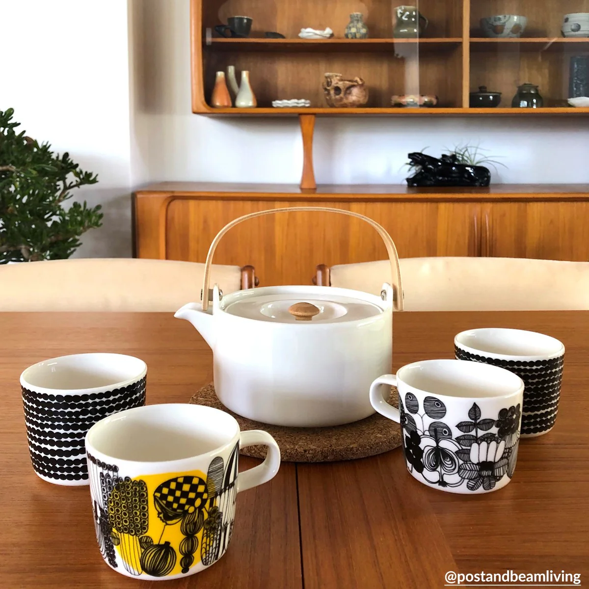 Marimekko Siirtolapuutarha White / Yellow Coffee Cup - Image 4