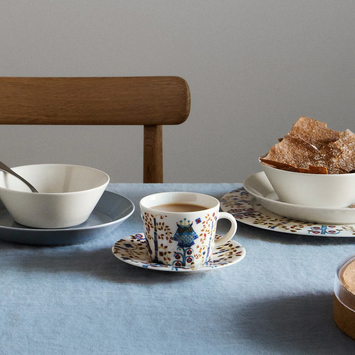iittala Taika White / Blue Coffee Cup and Saucer - Image 2