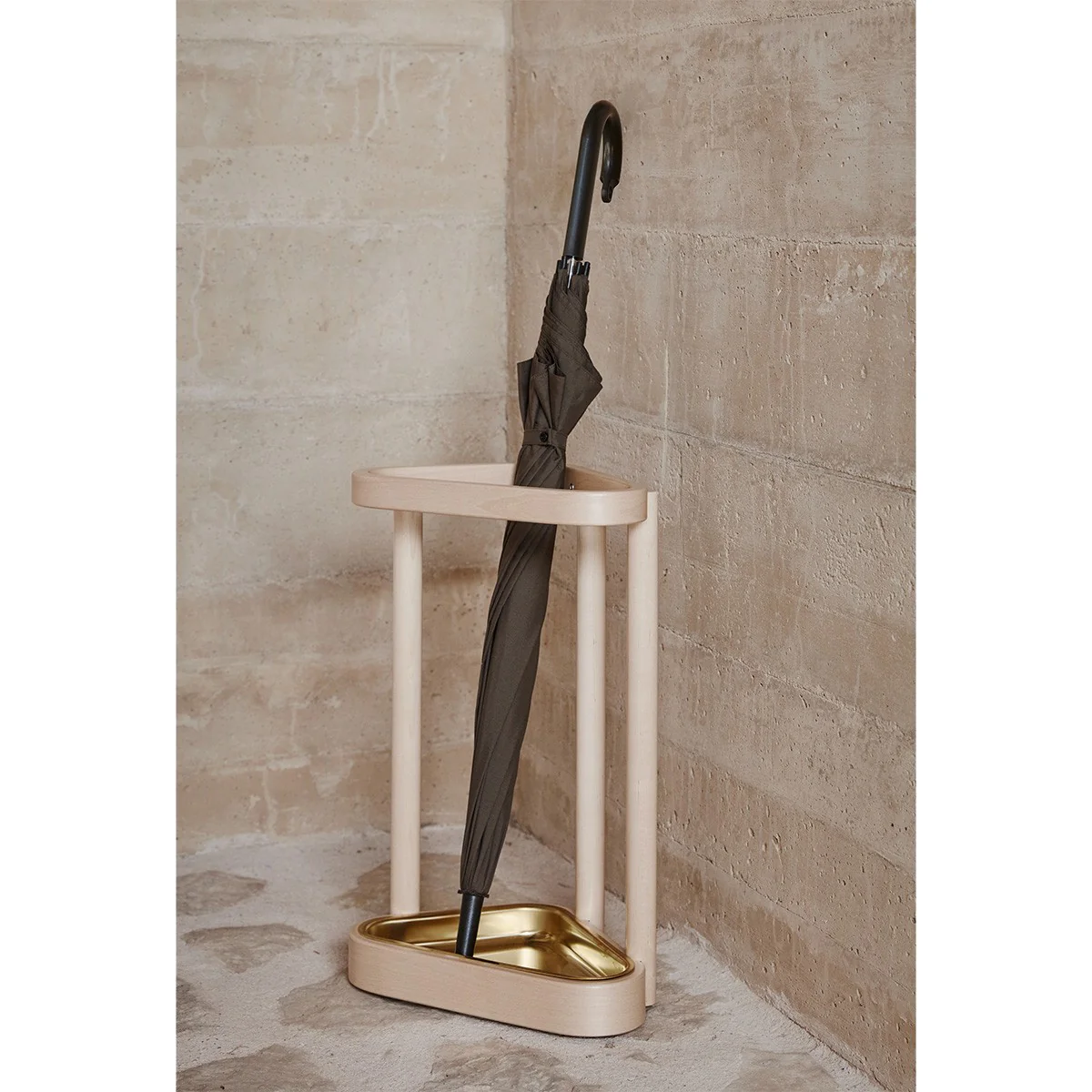 Artek Alvar Aalto Umbrella Stand 115 - Birch / Brass Tray - Image 2