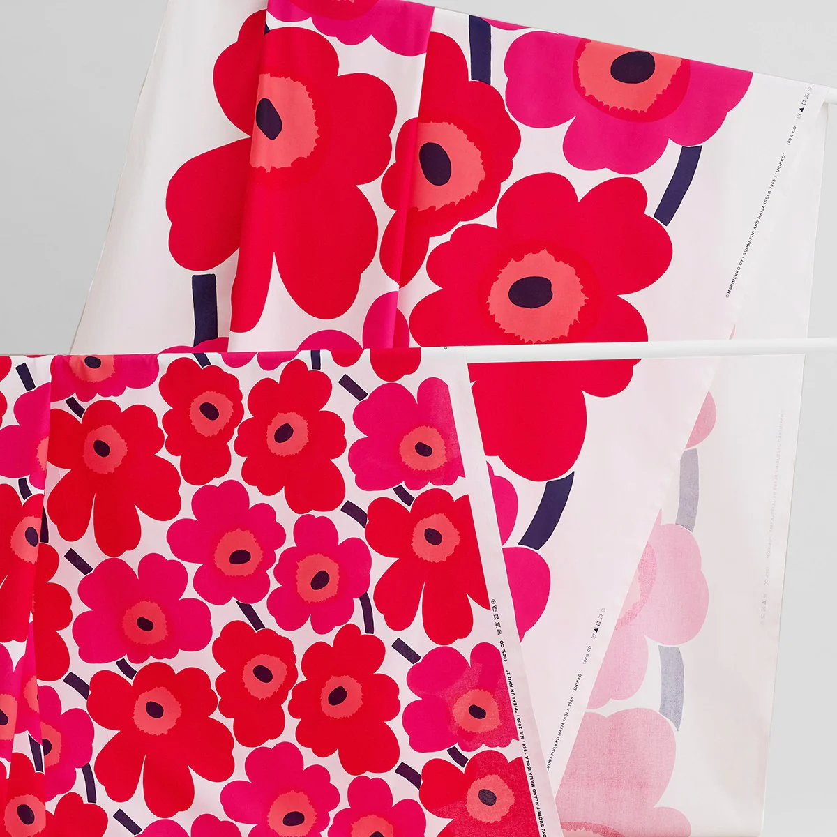Marimekko Unikko Red / White Medium Weight Cotton Fabric - Image 2
